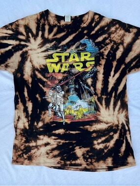 Star Wars Black & Tan Tie-Dye Graphic Tee with Vintage Poster Art
